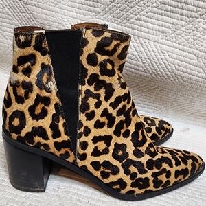 Franco Sarto Bette Leopard Print Leather booties. Size 7.5.